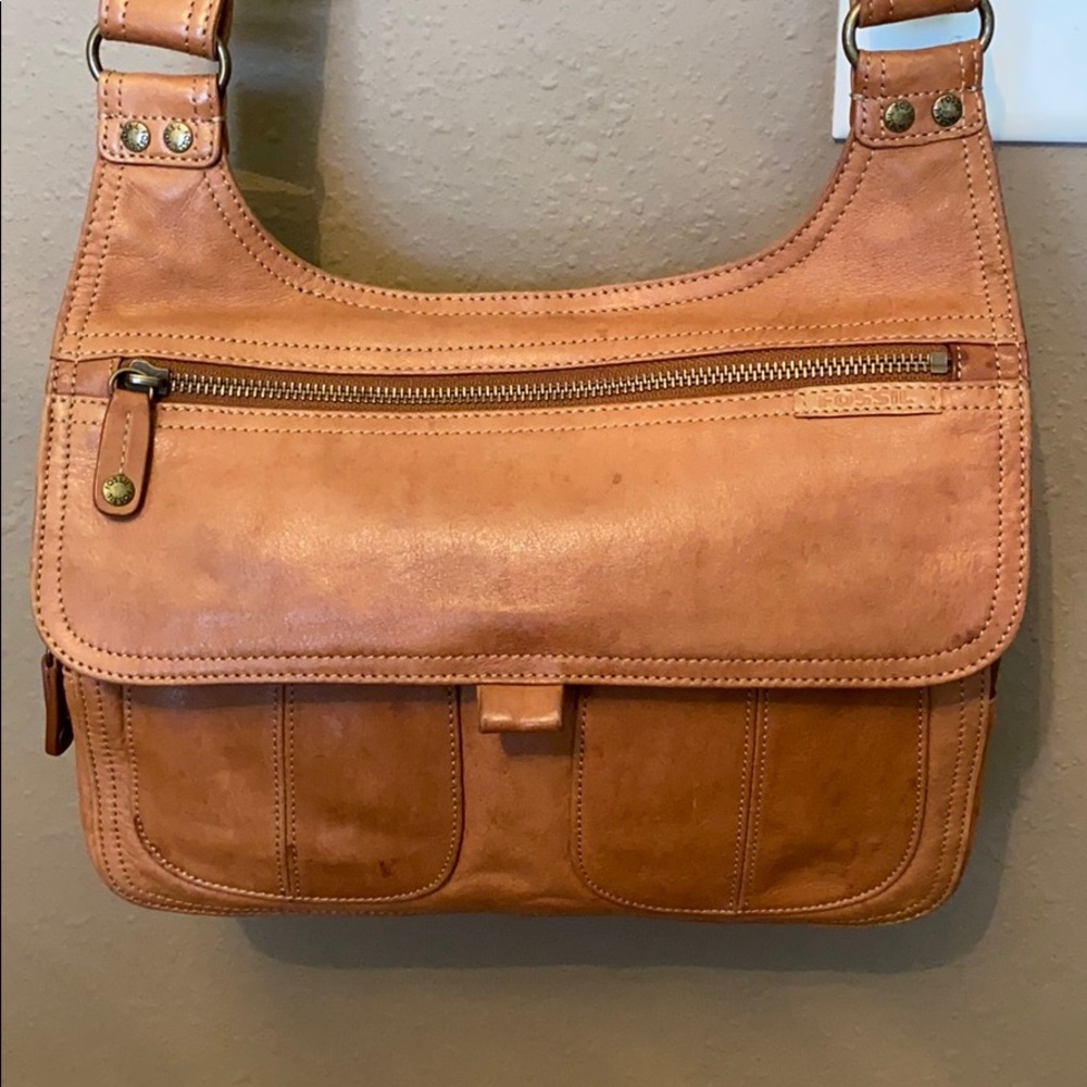 Fossil brown soft leather crossbody